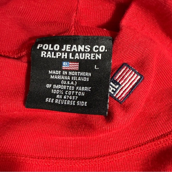 Polo Jeans Co. Ralph Lauren Red Mock Neck Long Sleeve Top | Size L | 100% Cotton - Picture 2 of 11